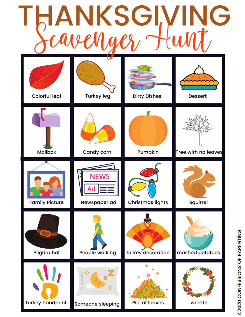 Are you looking for a fun family activity for Thanksgiving day? We have a fun Thanksgiving Scavenger Hunt plus a free printable that your whole family will enjoy! 