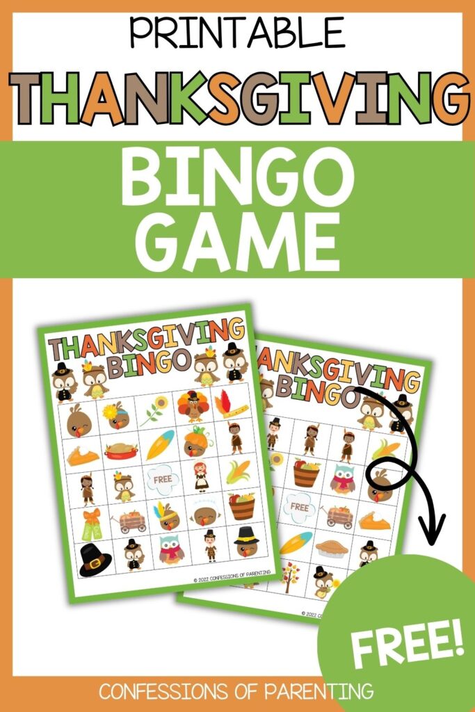 Free printable Thanksgiving bingo game with colorful cards and holiday icons, perfect for kids, classrooms, and Thanksgiving parties.