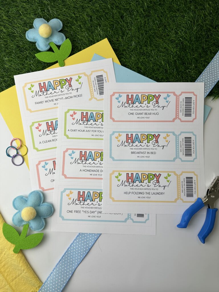 Mother's Day coupons PDF. on spring background