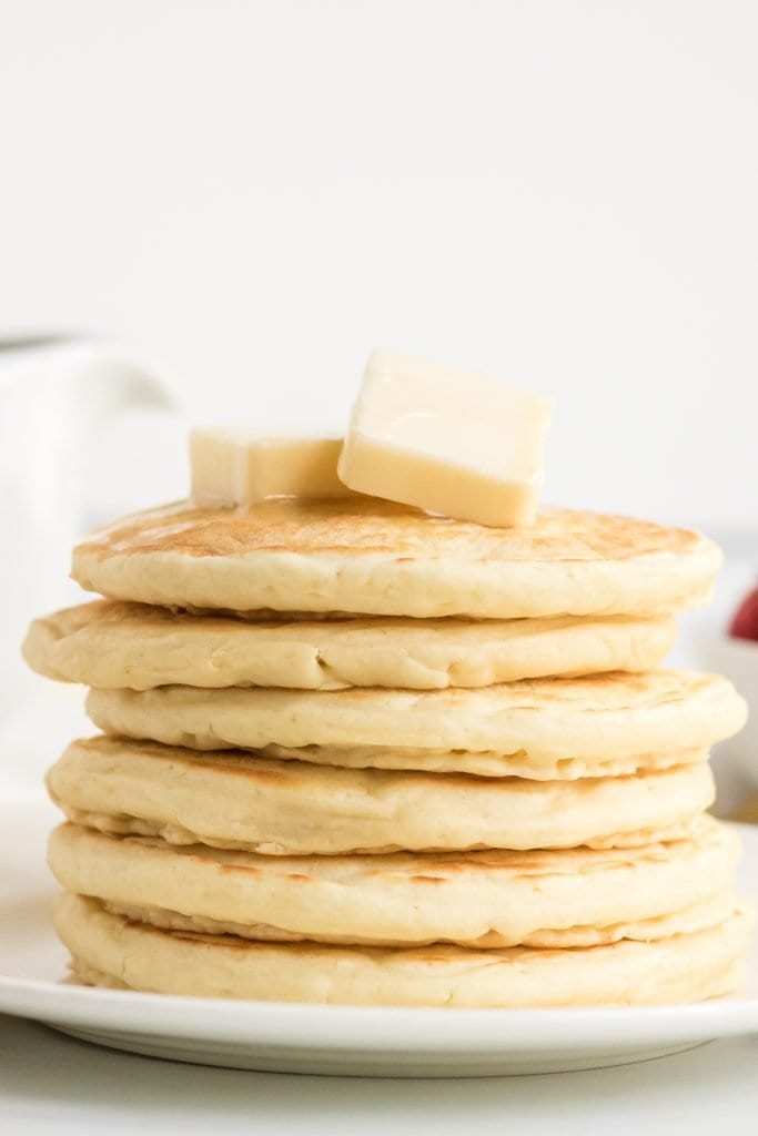 If you are looking for the best pancakes from scratch, this is what you are looking for. This simple pancake recipe easily adapts to whole wheat pancakes, chocolate chip pancakes, or even funfetti pancakes!