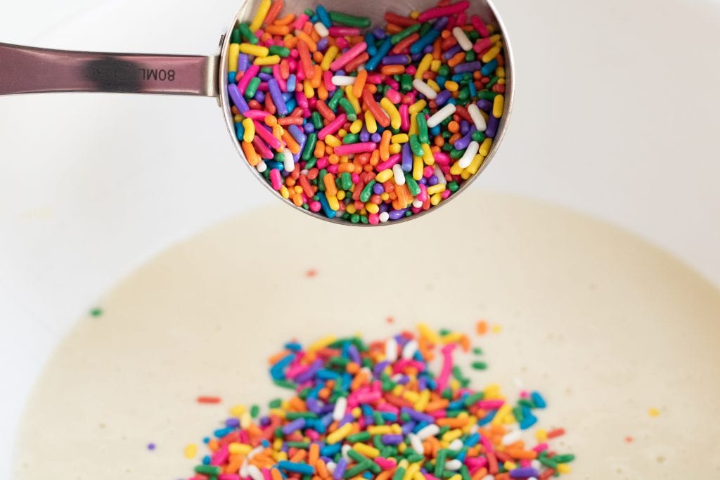 These are the best funfetti pancakes from scratch. These fluffy sprinkle pancakes will make everyone feel special every time they take a bite of them!