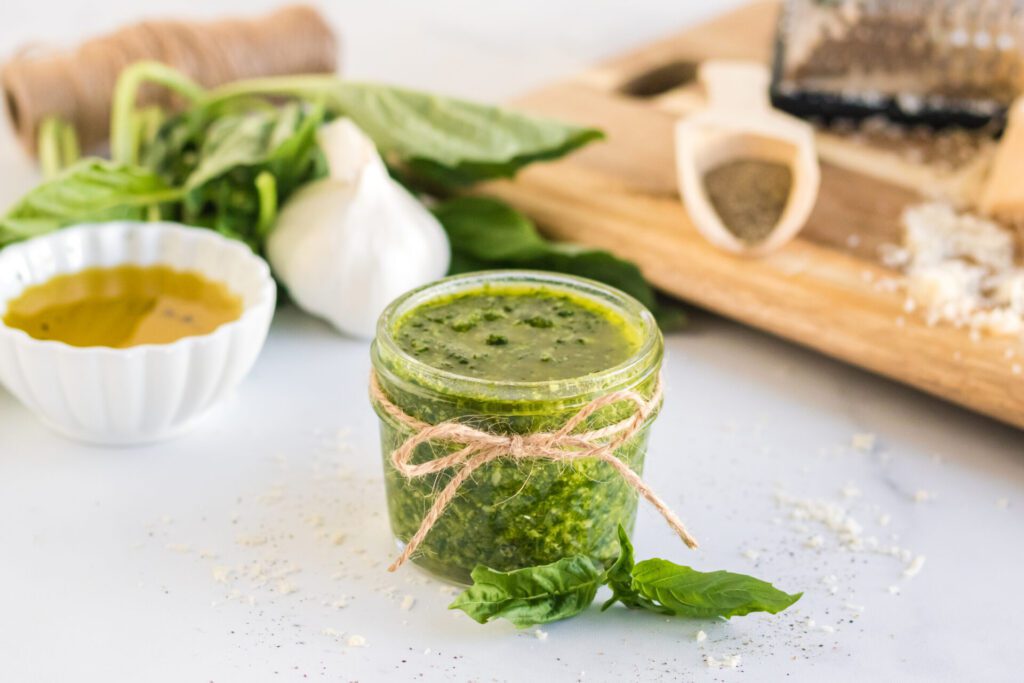 This pesto without pine nut recipe is so simple to make and tastes delicious as it uses fresh ingredients to give you the pesto taste you love without the nuts.