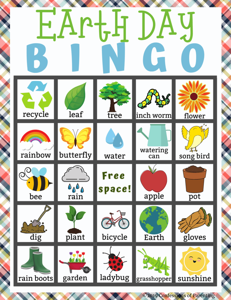 Sample of and Earth Day Bingo sheet