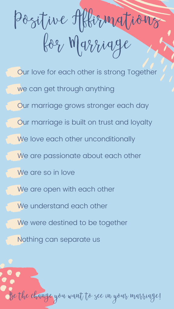 Looking for positive affirmations for marriage to help make your marriage stronger? We have great positive affirmations to help reconnect on a deeper level!
