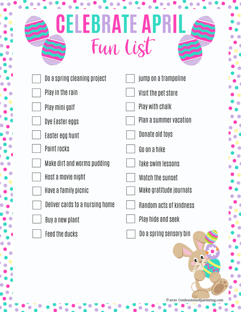 Your family will have so much fun as you celebrate April with this printable April Bucket list, full of inexpensive family fun ideas!