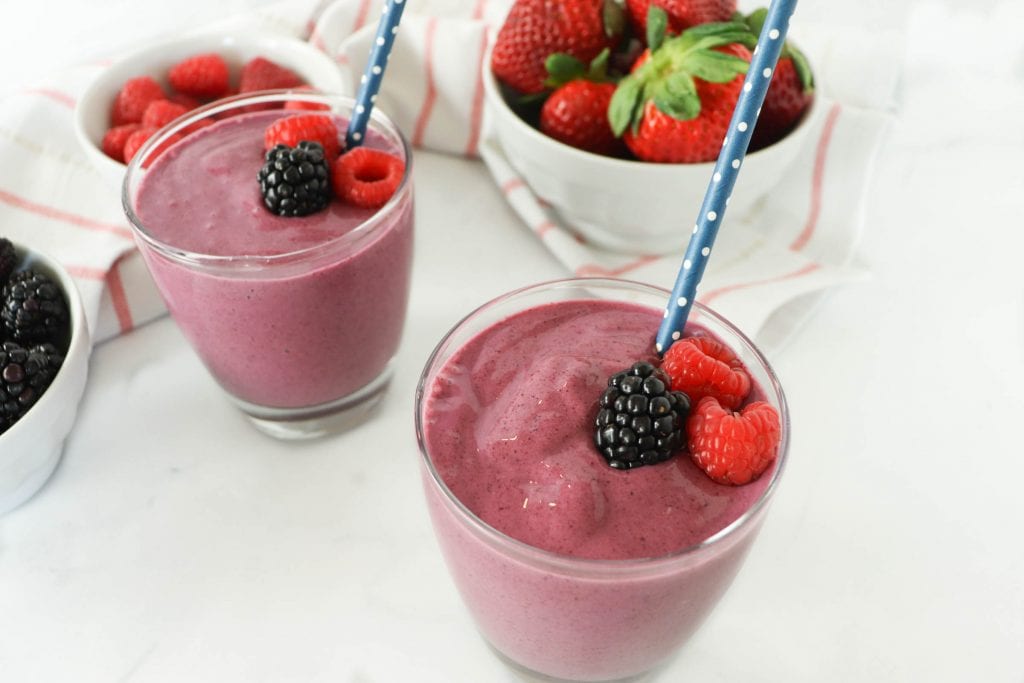 Chill out with this yummy Mixed Berry Smoothie! This smoothie packed with berries is easy to make and so delicious!
