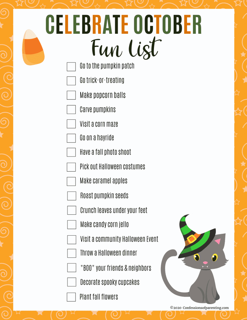 Add more spooky and silly into your October with these October bucket list ideas! Celebrate October with some simple family activities.