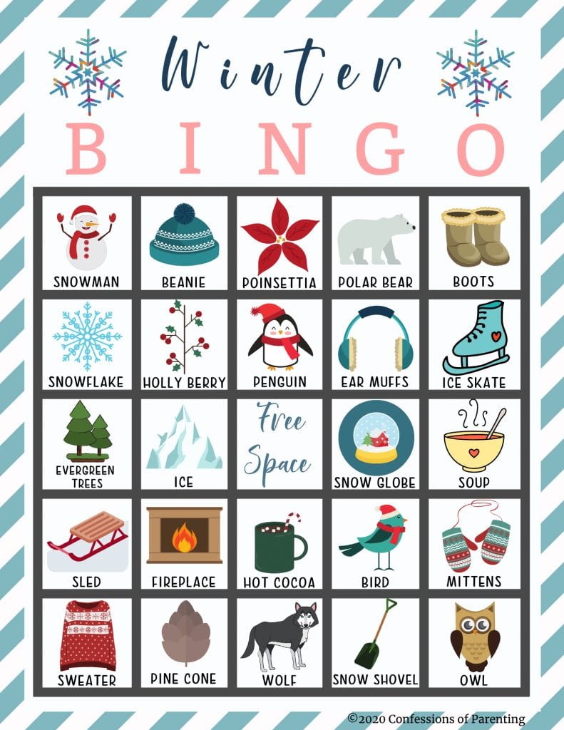 Sample of a Winter Bingo sheet