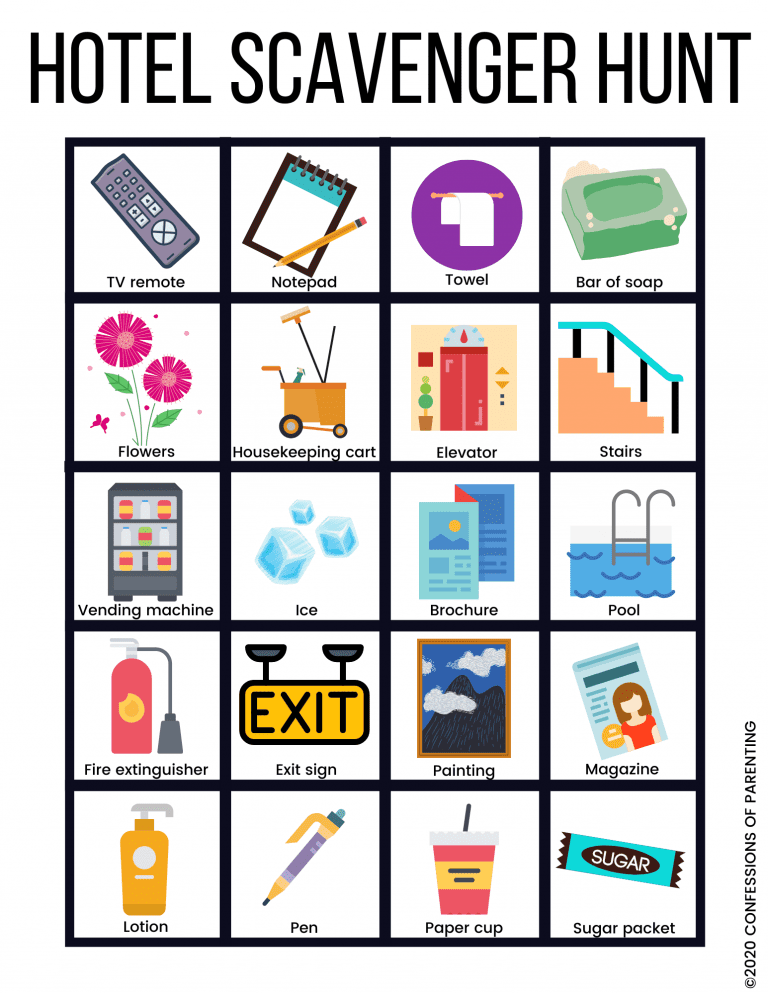 Hotel Scavenger Hunt Printable