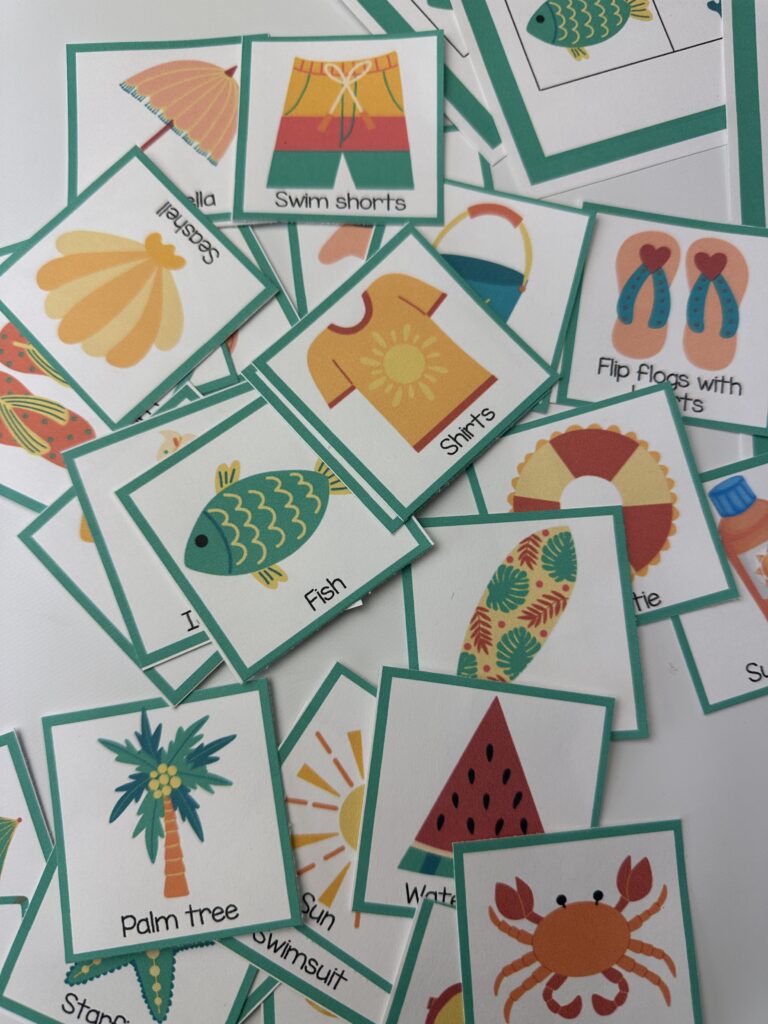 summer bingo calling cards