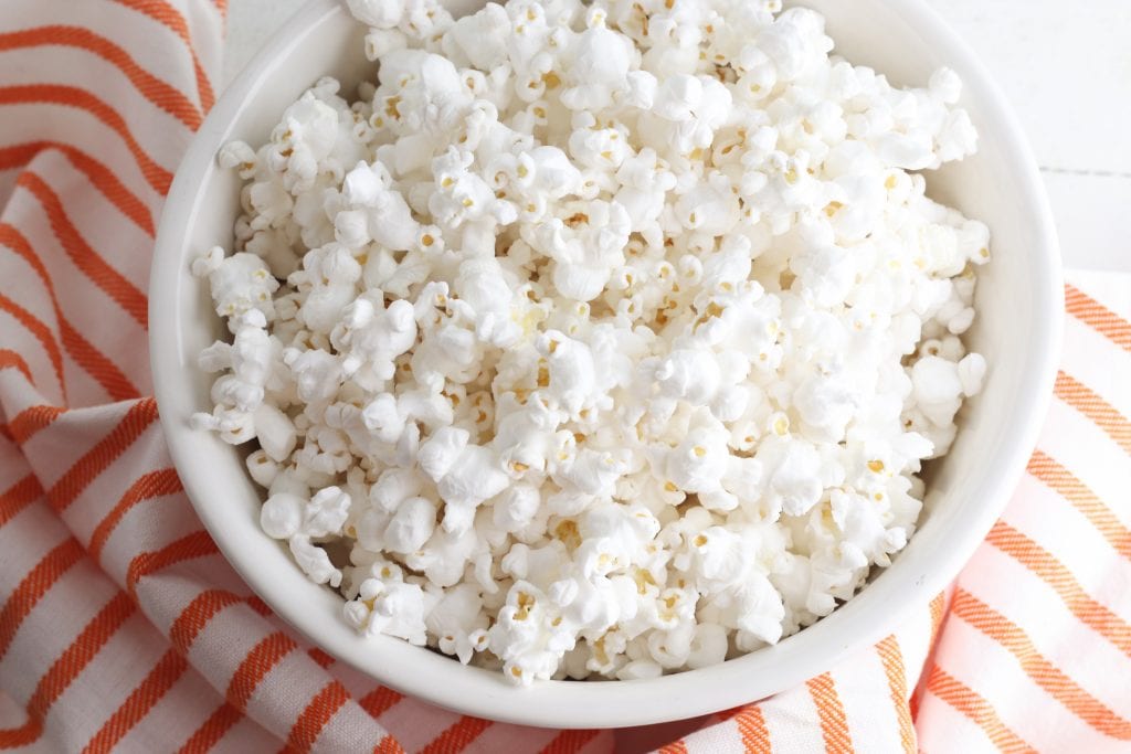 bowl of popcorn for DIY popcorn balls