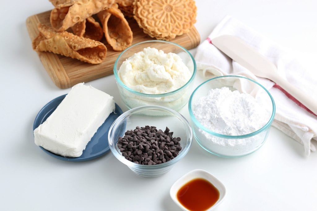 cannoli dip ingredients on counter