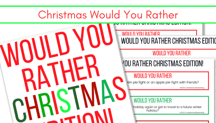 Red and Green Would You Rather Christmas printable