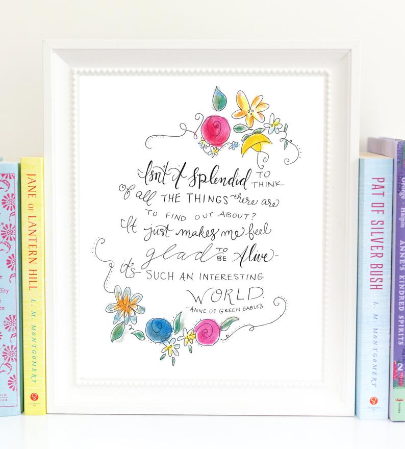 Anne of Green Gables Quote with books on the sides