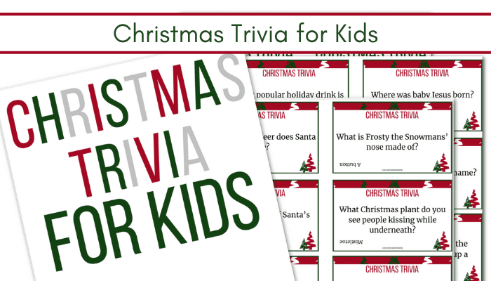 image of Christmas Trivia for kids card printable