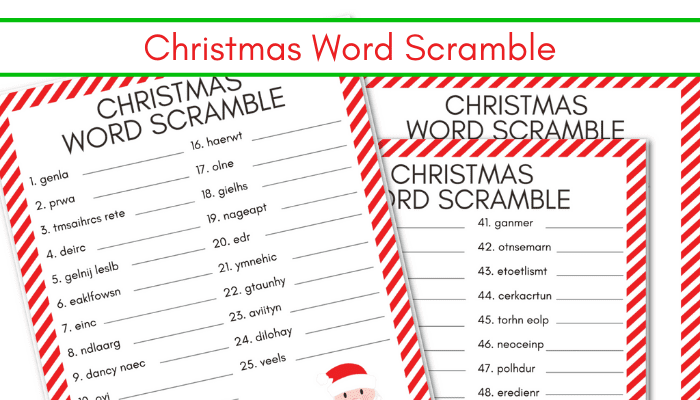 Picture of Christmas Word Scramble Printable