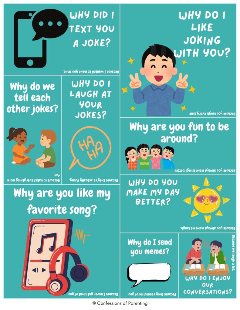 Teal collage of playful jokes to tell your boyfriend featuring cute icons, couples, hearts, and texting graphics with lighthearted relationship puns.