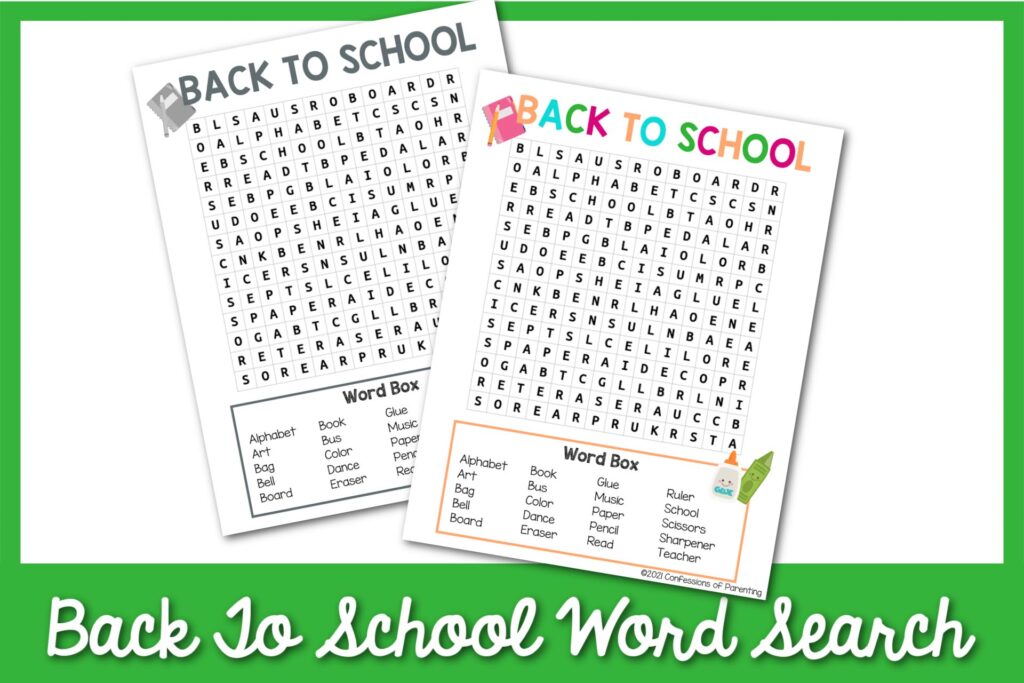 Two back to school worksheets 