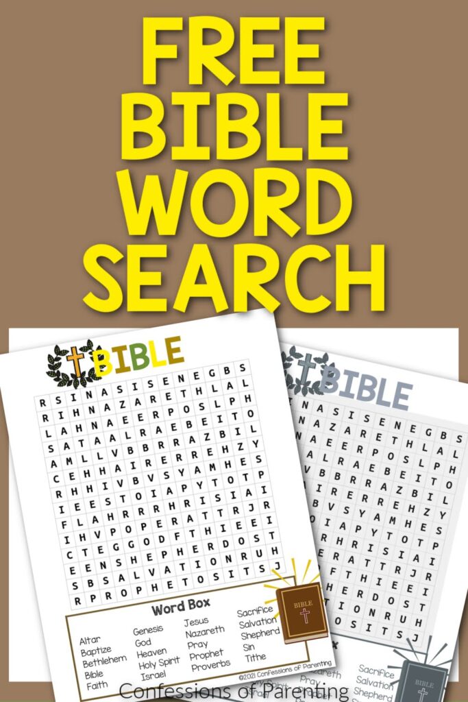 Free bible word search with two bible word search worksheets
