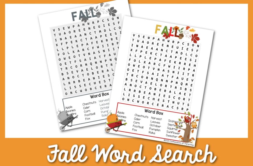 Free Fall Word Search Printable