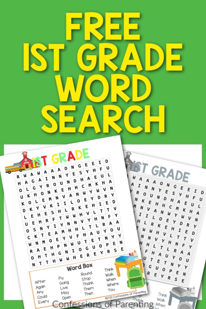 Free First Grade Word Search Printable