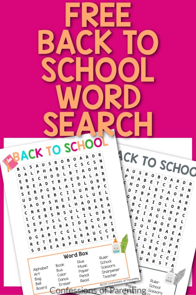 Back to school word search with two back to school word search worksheets