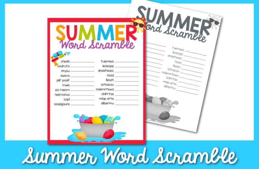 Summer Word Scramble Free Printable