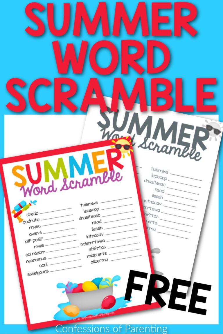 Summer Word Scramble Free Printable