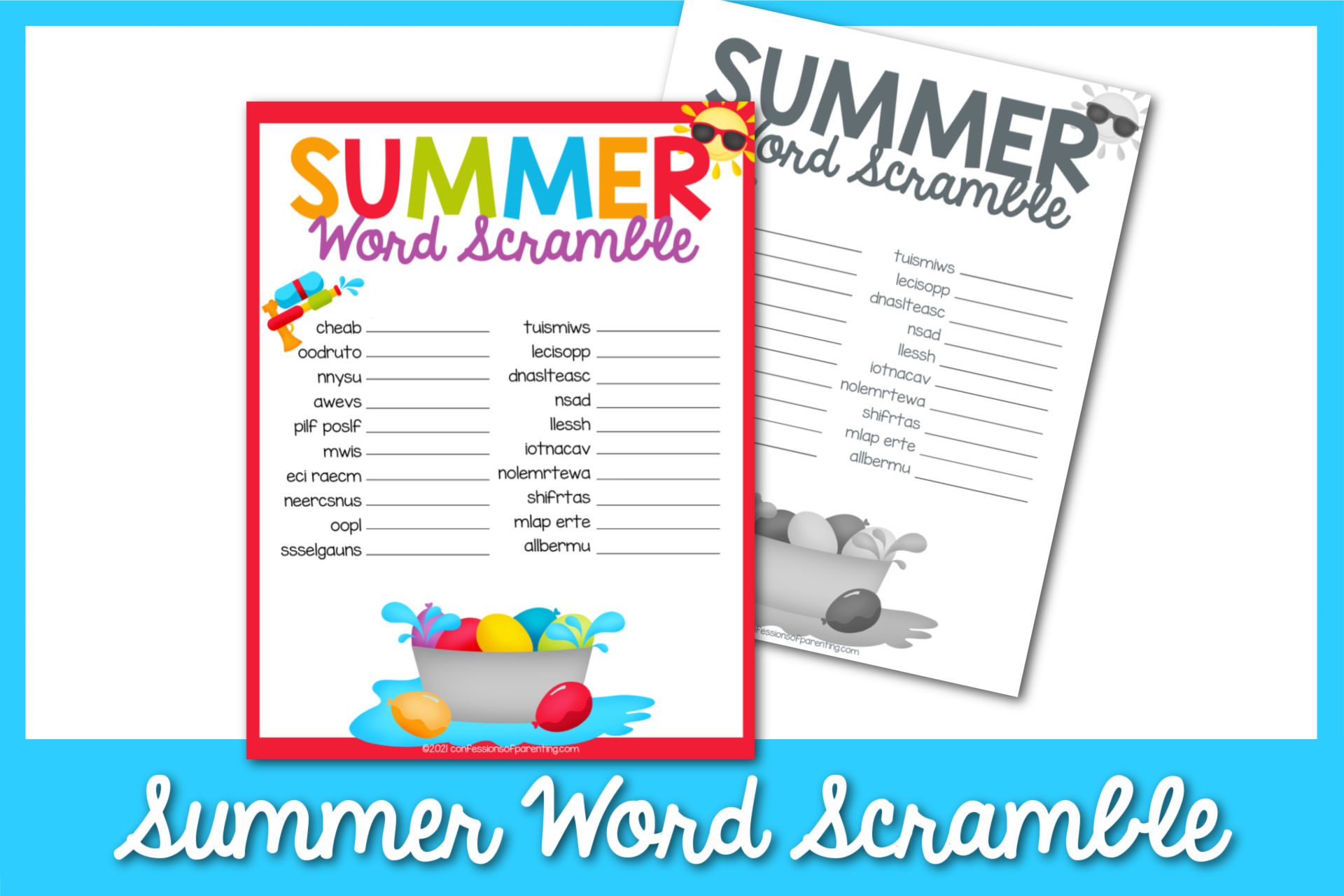 Feature: Summer Word Scramble Printable