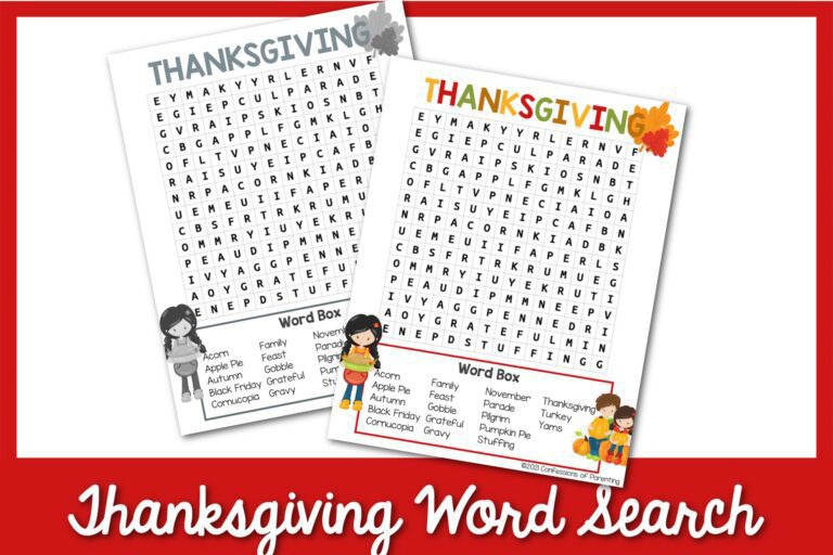 Feature: Thanksgiving word search printable