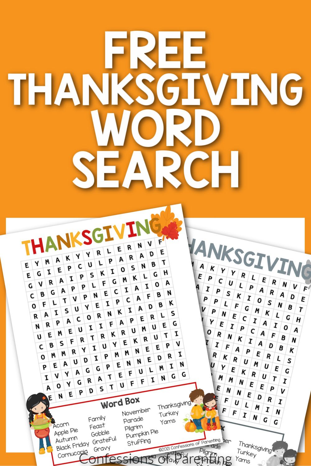 Free Thanksgiving Word Search Printable