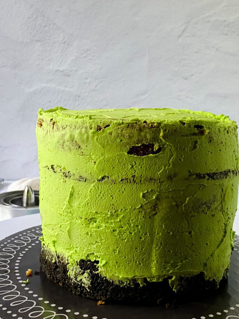 process shot of monster cake