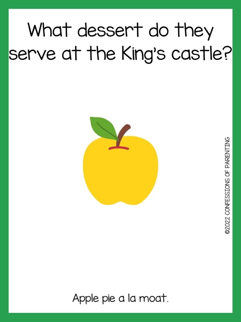Yellow apple with apple joke and green border
