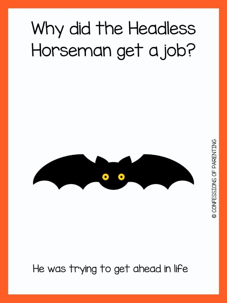 Bat with a Halloween joke and an orange border