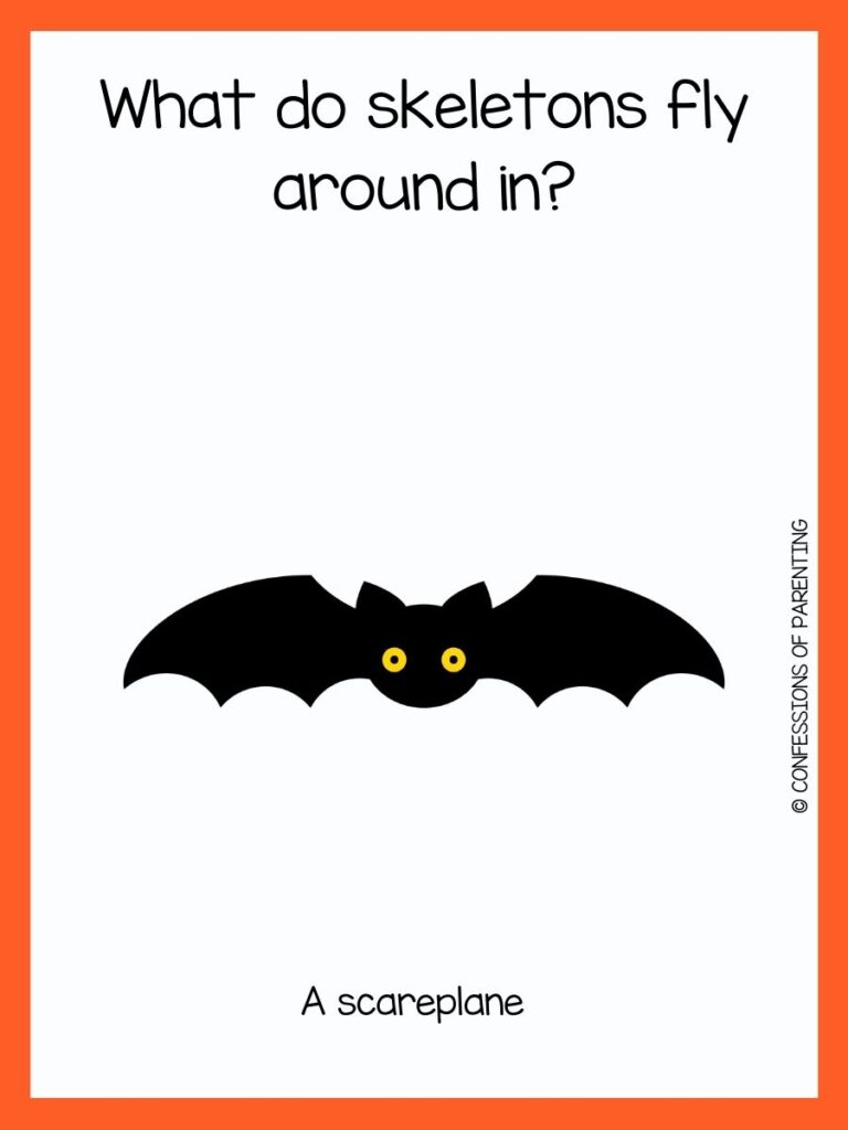 One bat with a Halloween joke and an orange border