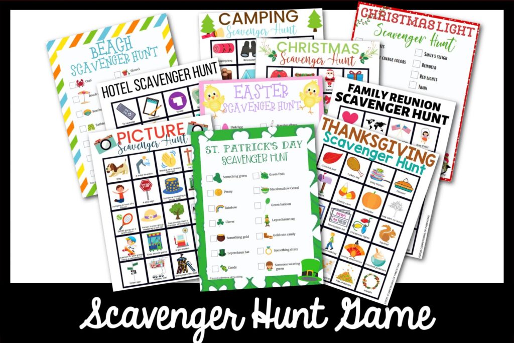 Feature: Scavenger hunt for kids ideas with black border