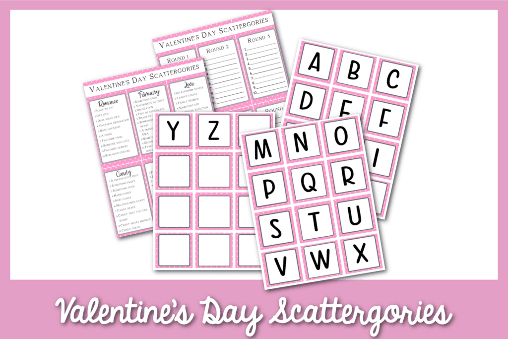 The pink Valentine's Day Themed cards with a pink border. 