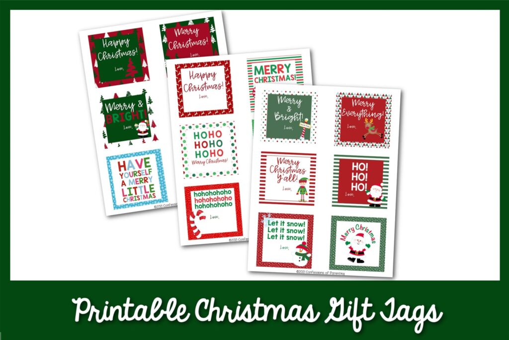 Feature image: Printable Christmas Gift Tags on a green border