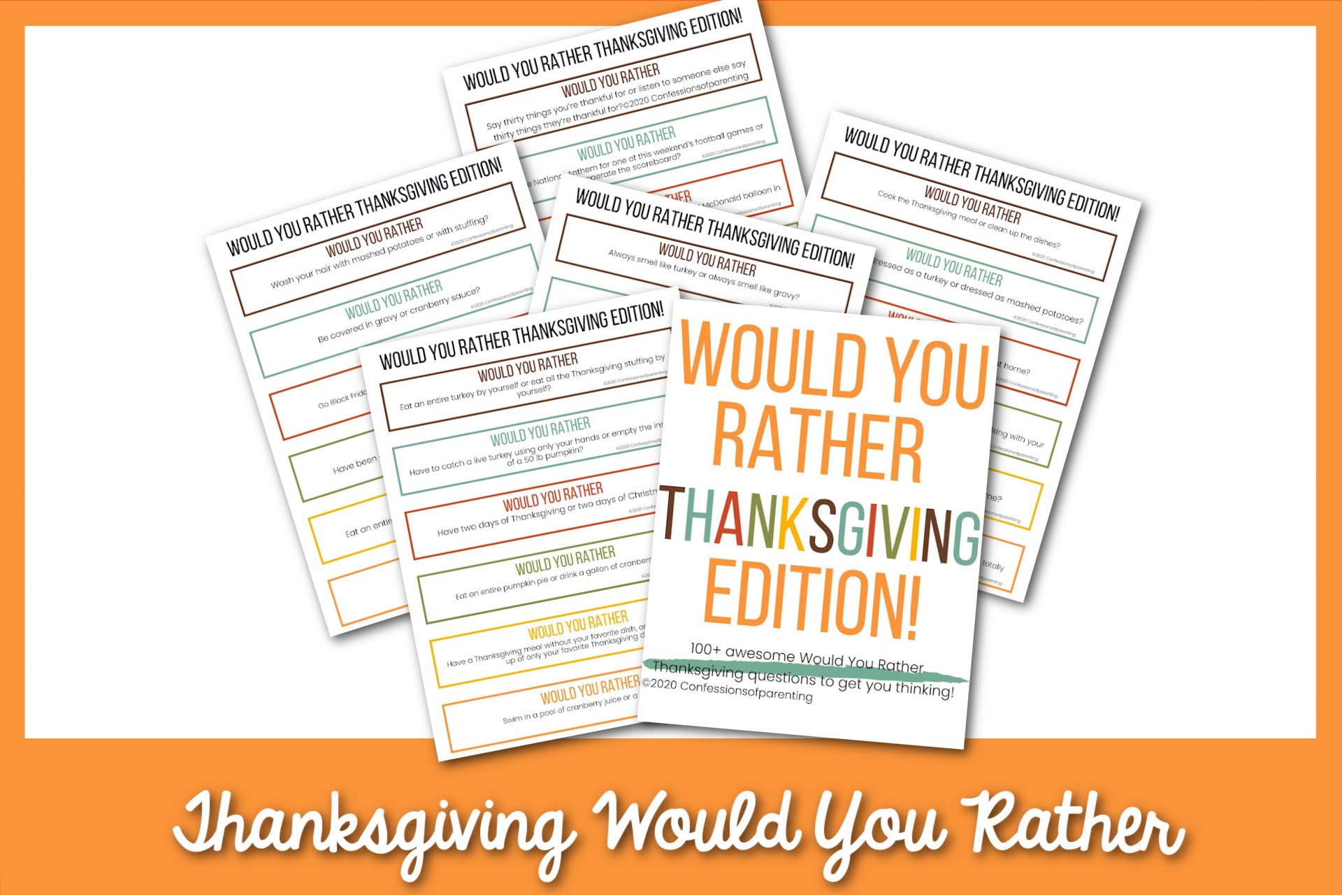 Thanksgiving Would You Rather Game Thanksgiving Think Fast 