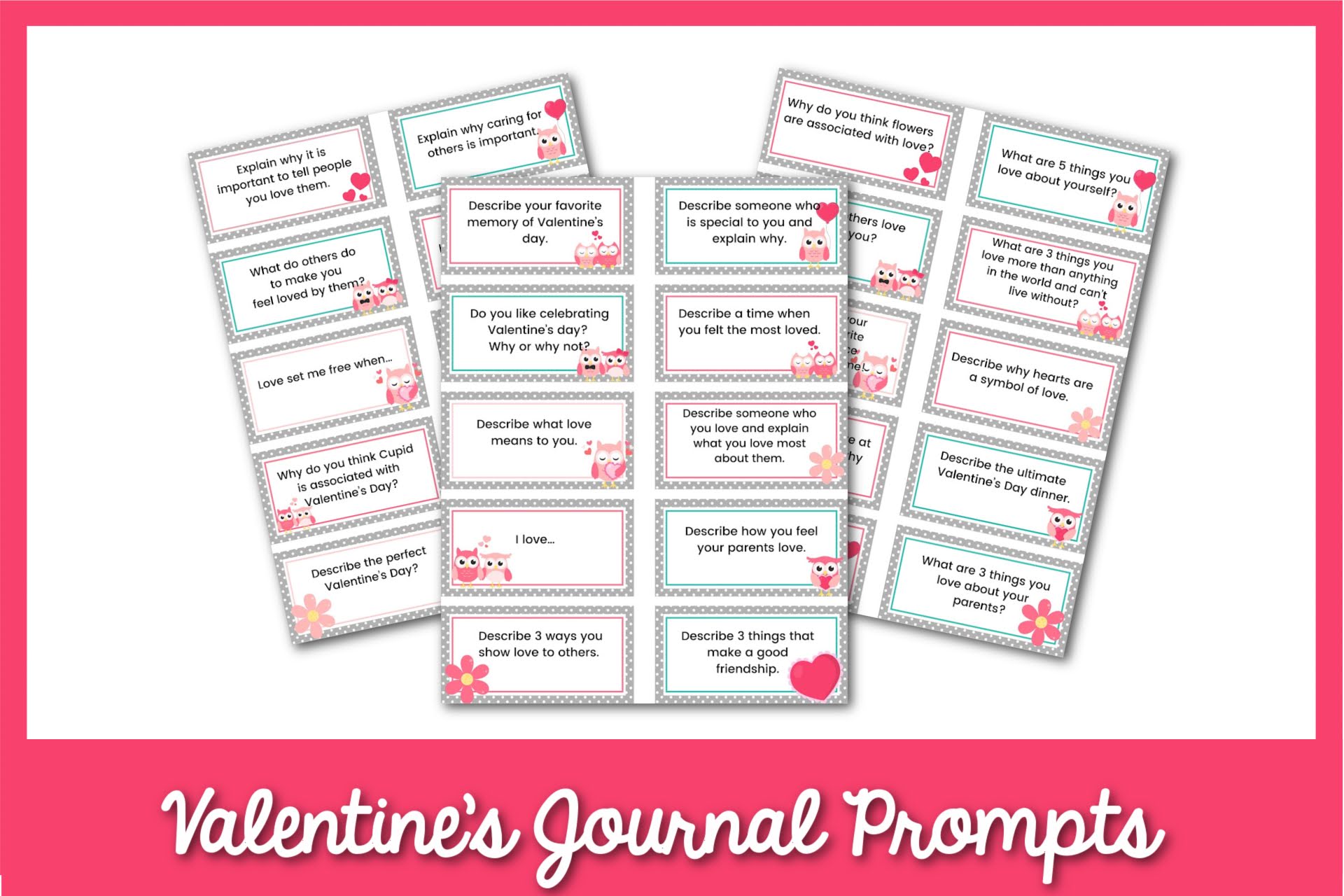 Valentine’s Day Journal Prompts + Free Printable Cards!