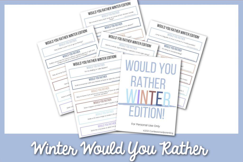 Feature Image: Winter Would You Rather on a blue background