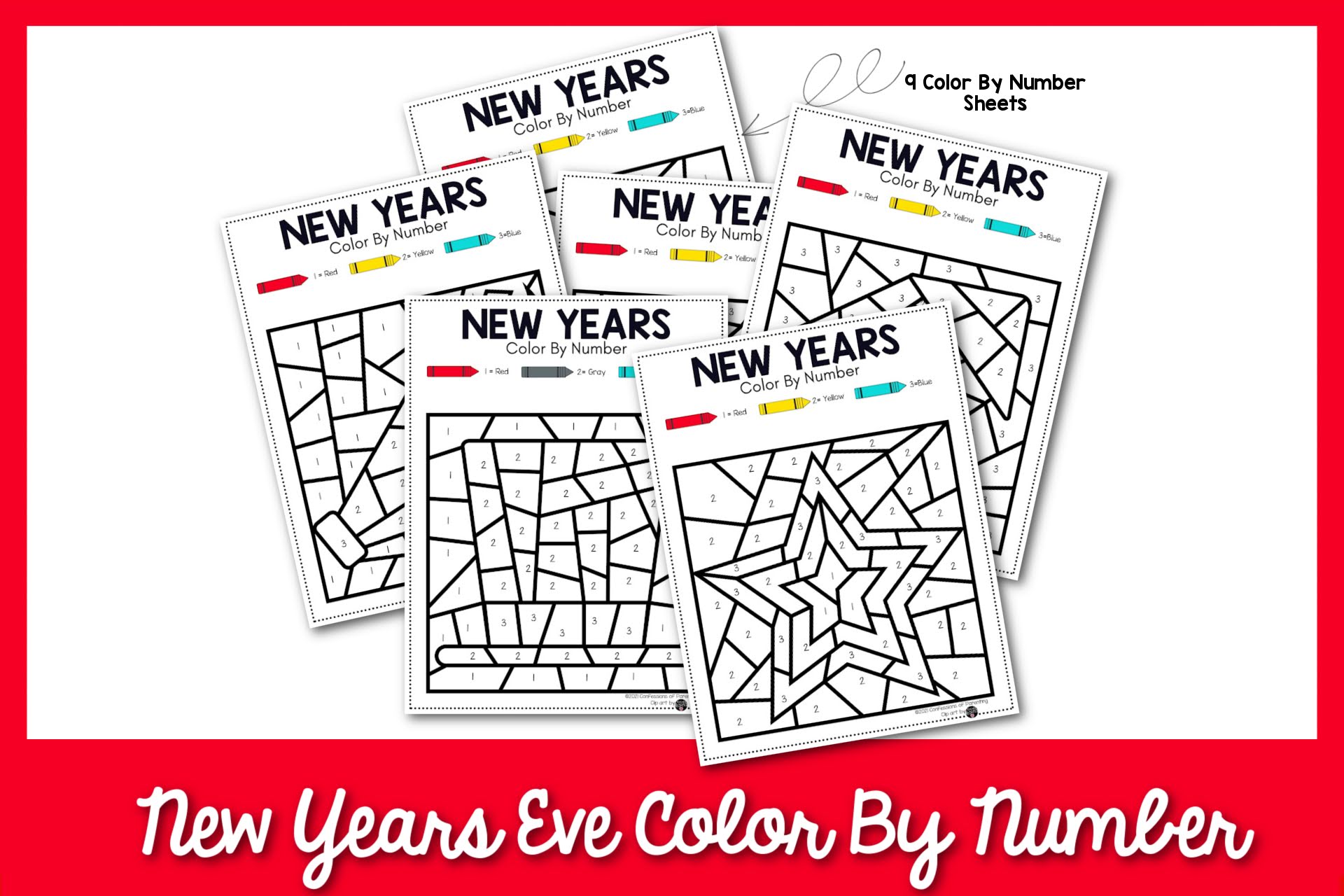 Free Printable New Year's Eve Color by Number Pages - The Artisan Life