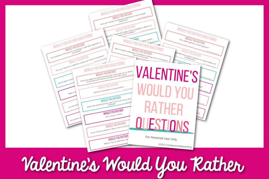 feature image: valentine's would you rather in a pink border