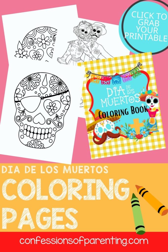 pin image: dia de los muertos coloring pages with 2 crayons