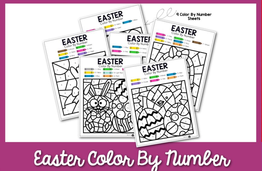 9 Easter Color By Number Sheets