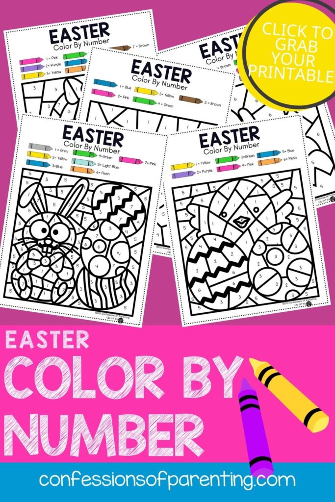 pin image: easter color by number and an image of 2 crayons