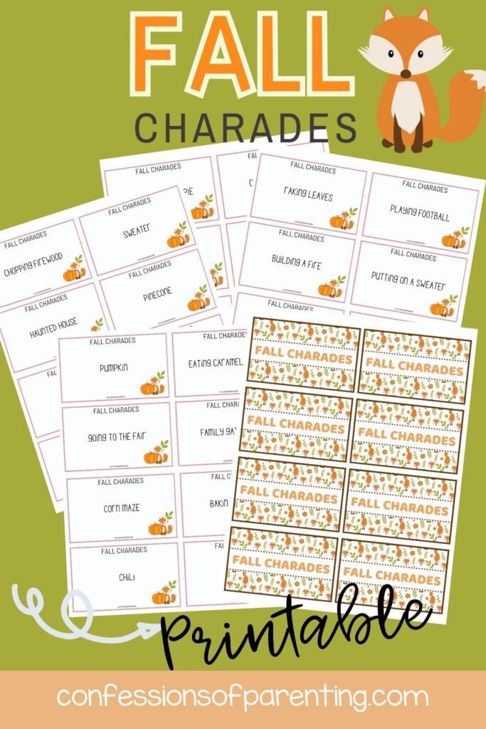 pin image: fall charades with an image of a fox