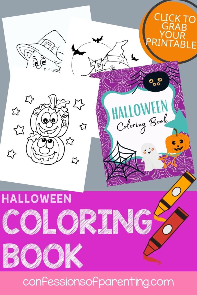 pin image: halloween coloring book with 2 crayons 