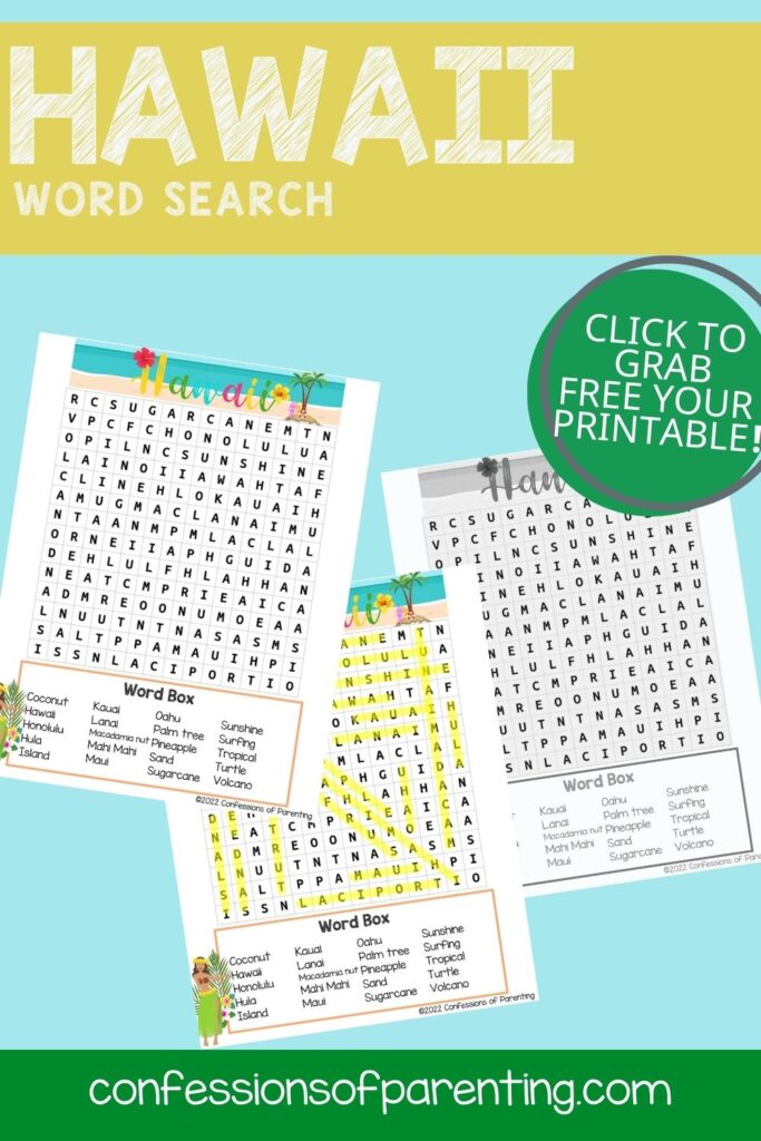 Fun and Easy Hawaii Word Search Printable