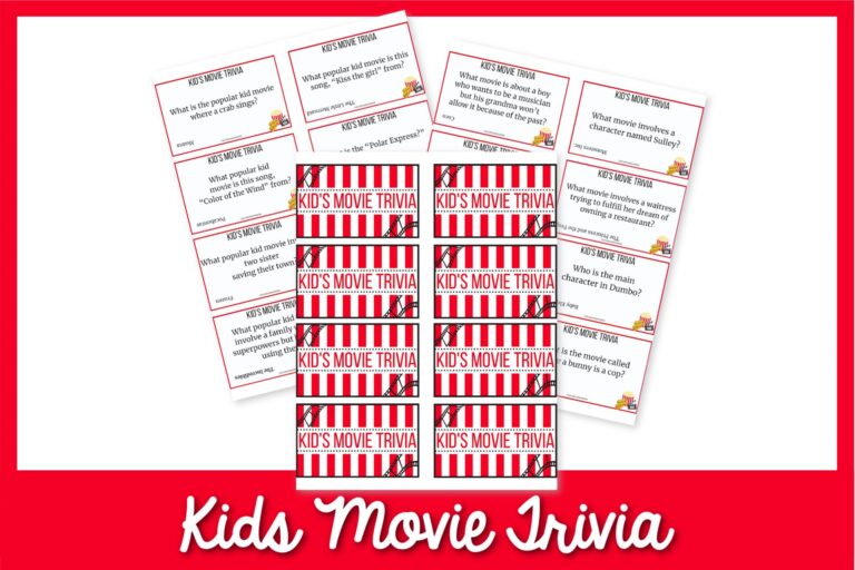 featured image: kids movie trivia on a red border